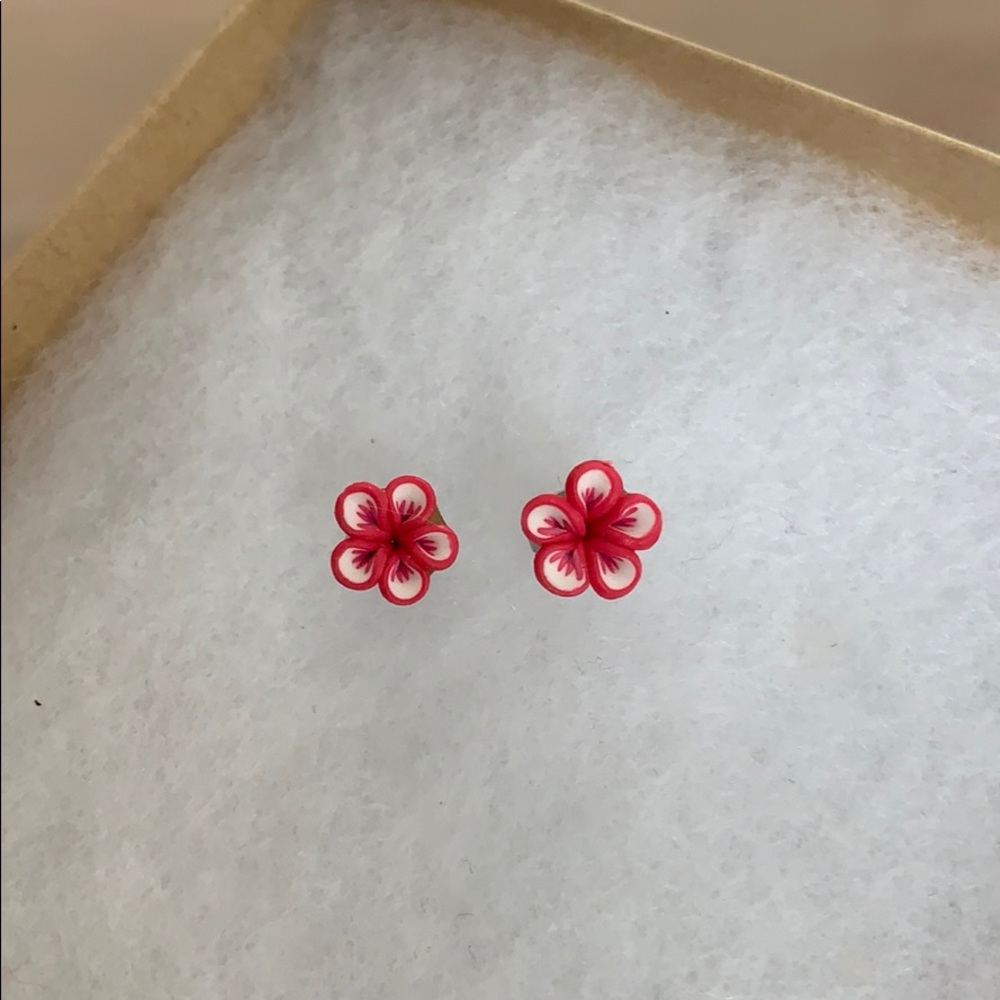 Pink flower earrings